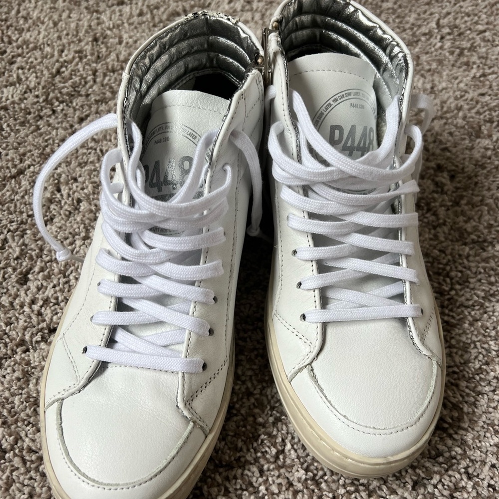 P448 White High Top Leather Shoes Size 37 (Never Worn)